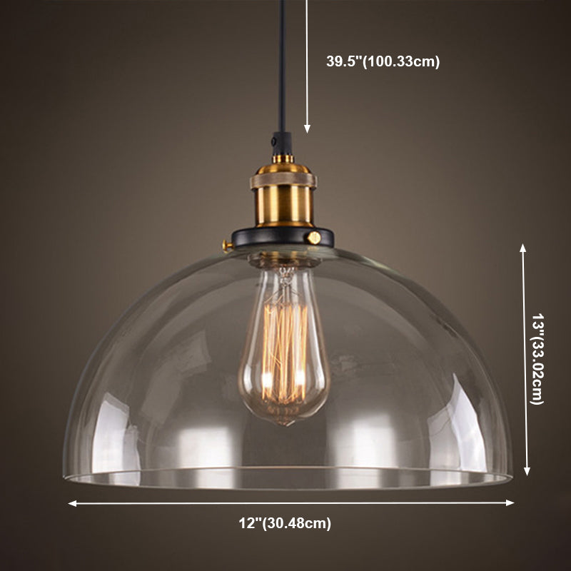 1-Licht-Glasanhängerlampe, industrielles, klares Glas Licht für Wohnzimmer