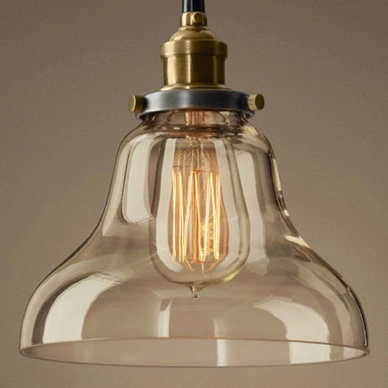 1-Licht-Glasanhängerlampe, industrielles, klares Glas Licht für Wohnzimmer