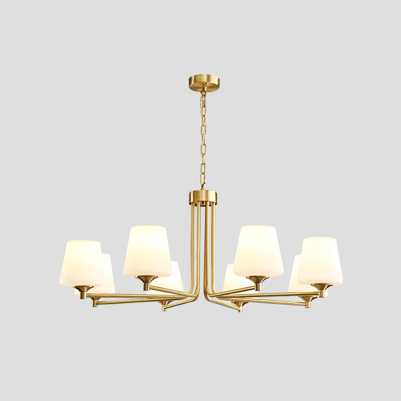 Moderne stijl conische plafondophanging verlichting multi -lichten melkglas plafond kroonluchter