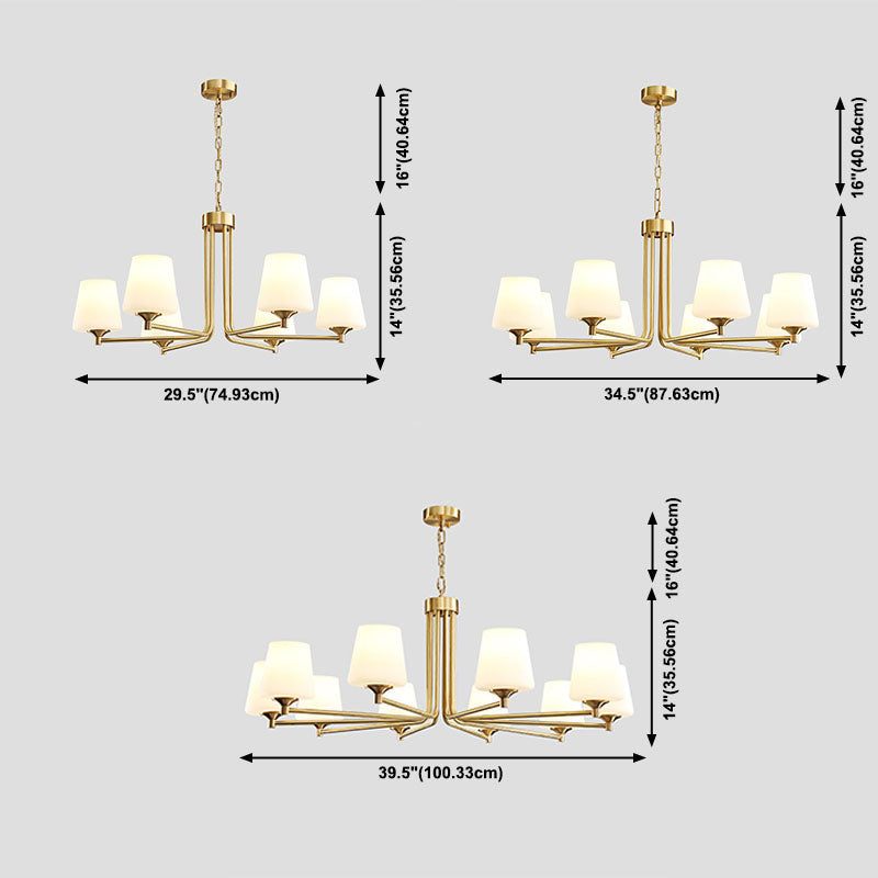 Moderne stijl conische plafondophanging verlichting multi -lichten melkglas plafond kroonluchter