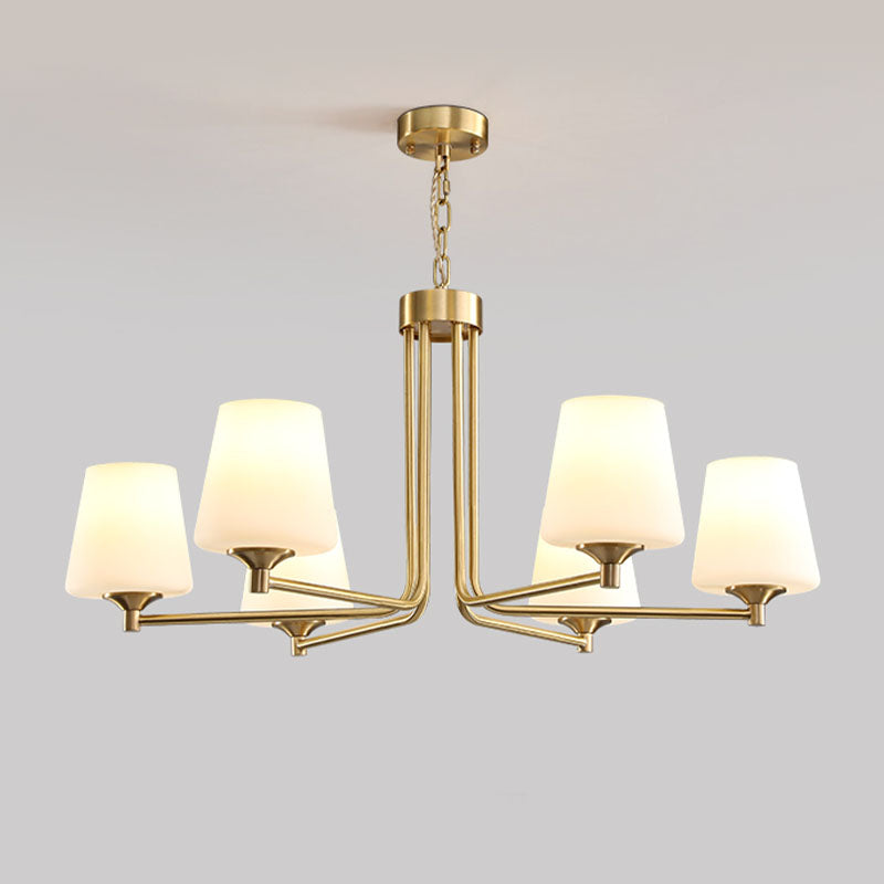 Moderne stijl conische plafondophanging verlichting multi -lichten melkglas plafond kroonluchter