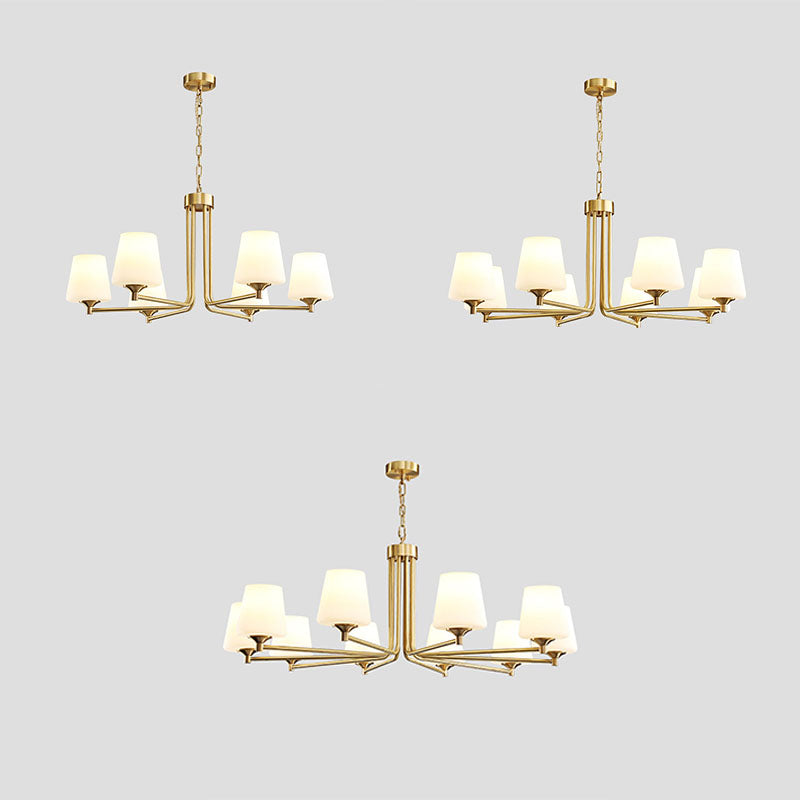 Moderne stijl conische plafondophanging verlichting multi -lichten melkglas plafond kroonluchter