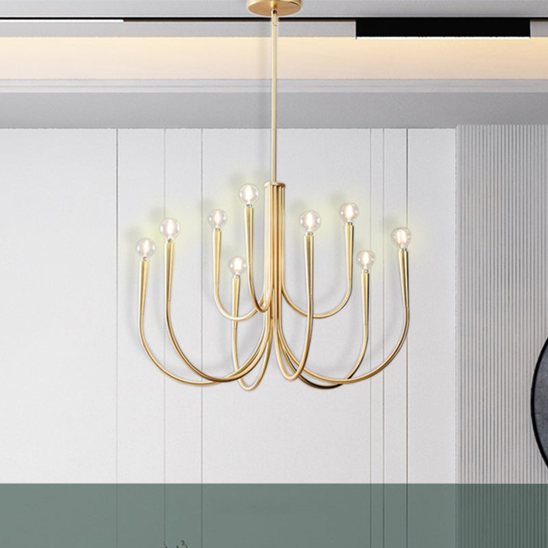 Metaal gebogen armen ophanging hanglamp moderne stijl multi -lichten hangende lamparmaturen