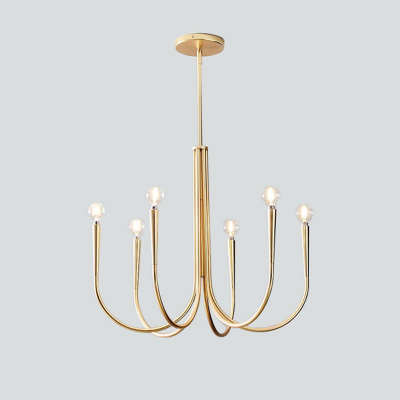 Metaal gebogen armen ophanging hanglamp moderne stijl multi -lichten hangende lamparmaturen