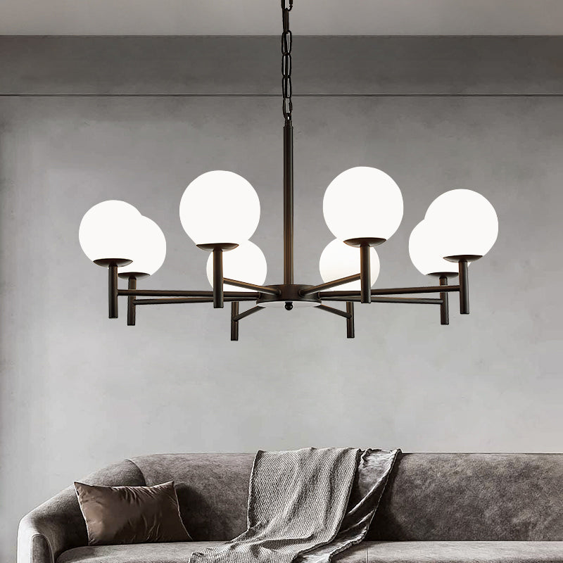 Wereldwijde melkglas hanglampverlichting armaturen moderne stijl multi -lights kroonluchter licht in zwart