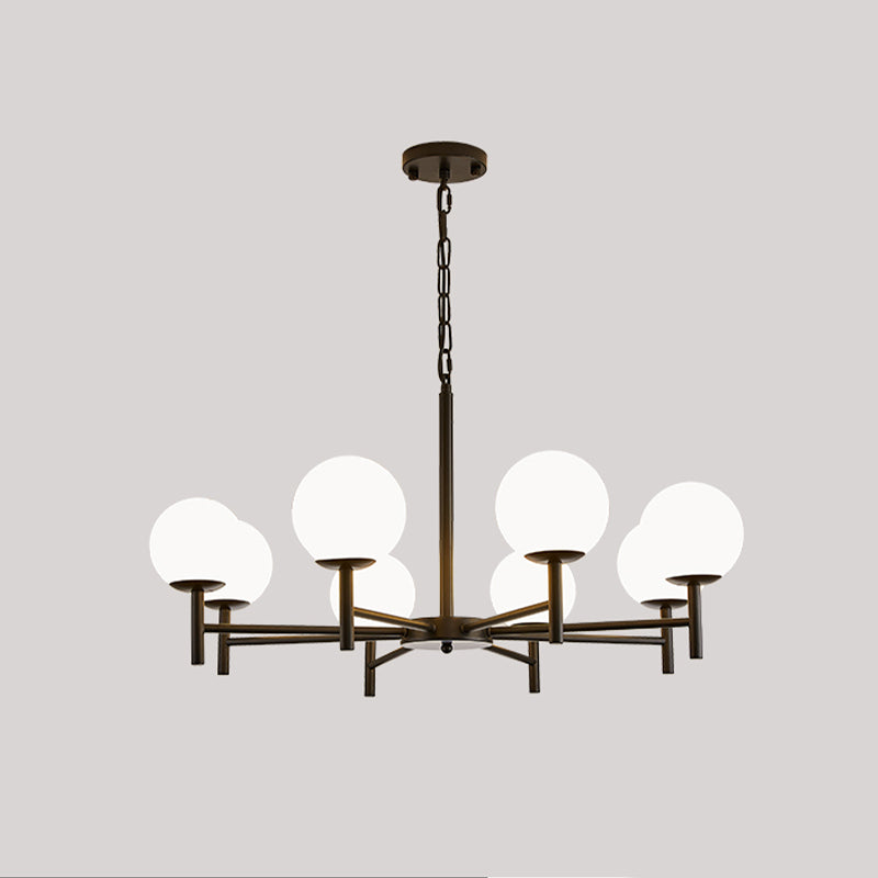 Wereldwijde melkglas hanglampverlichting armaturen moderne stijl multi -lights kroonluchter licht in zwart
