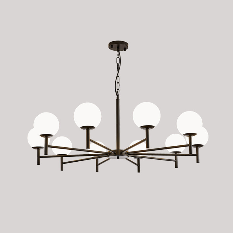 Wereldwijde melkglas hanglampverlichting armaturen moderne stijl multi -lights kroonluchter licht in zwart