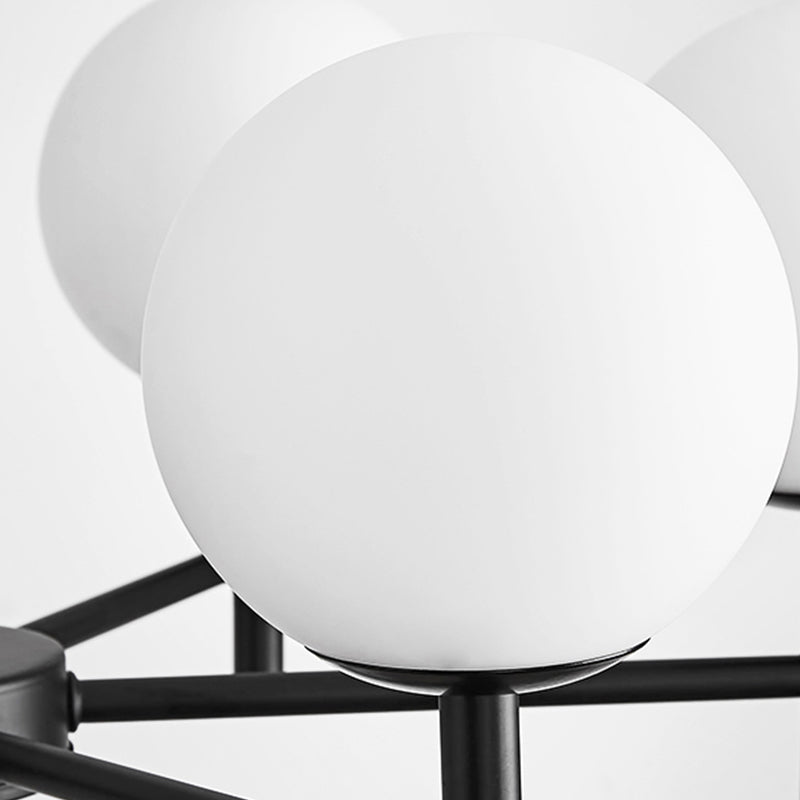 Wereldwijde melkglas hanglampverlichting armaturen moderne stijl multi -lights kroonluchter licht in zwart