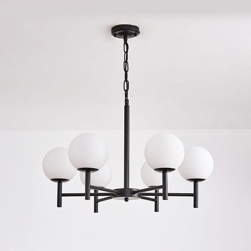 Wereldwijde melkglas hanglampverlichting armaturen moderne stijl multi -lights kroonluchter licht in zwart