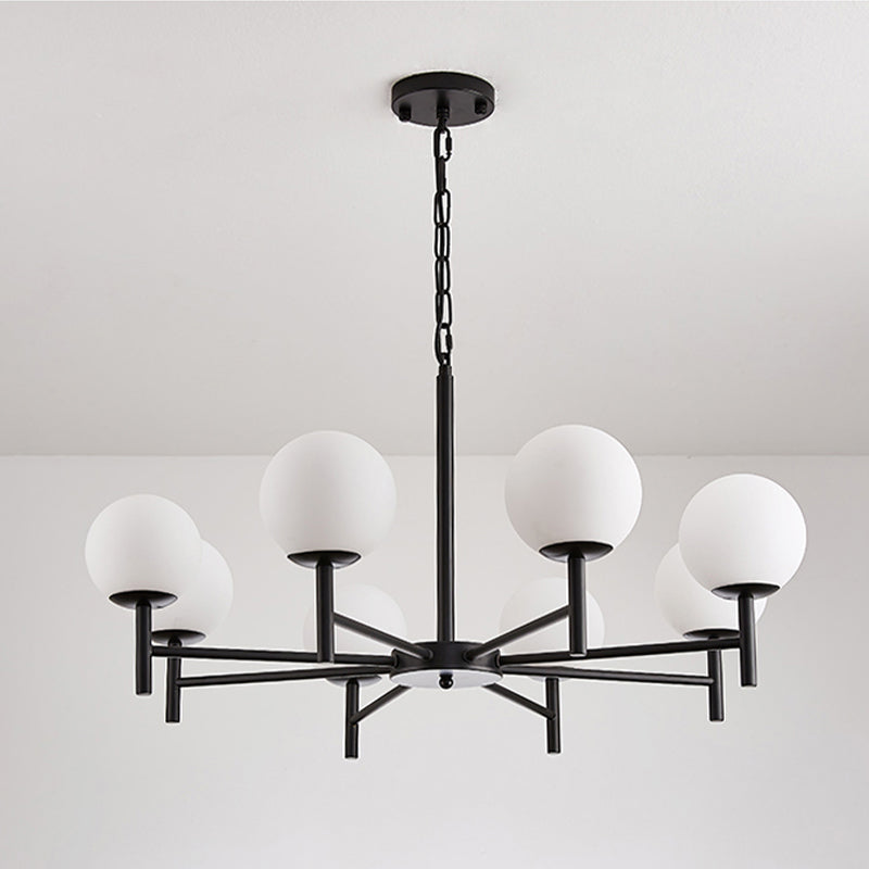 Wereldwijde melkglas hanglampverlichting armaturen moderne stijl multi -lights kroonluchter licht in zwart