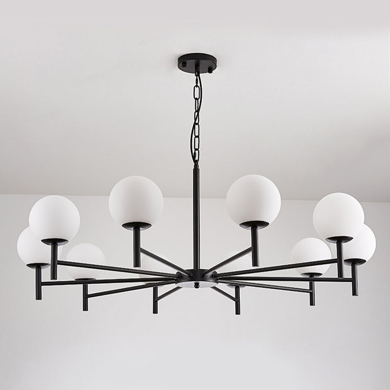 Wereldwijde melkglas hanglampverlichting armaturen moderne stijl multi -lights kroonluchter licht in zwart