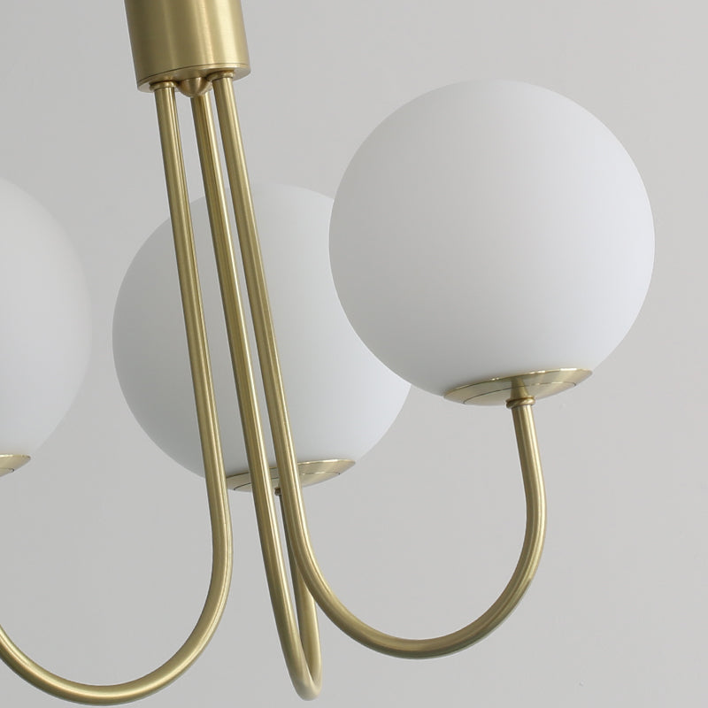 Witte glazen bol ophanging verlichtingsarmaturen moderne stijl 3-lights hanger kroonluchter in messing