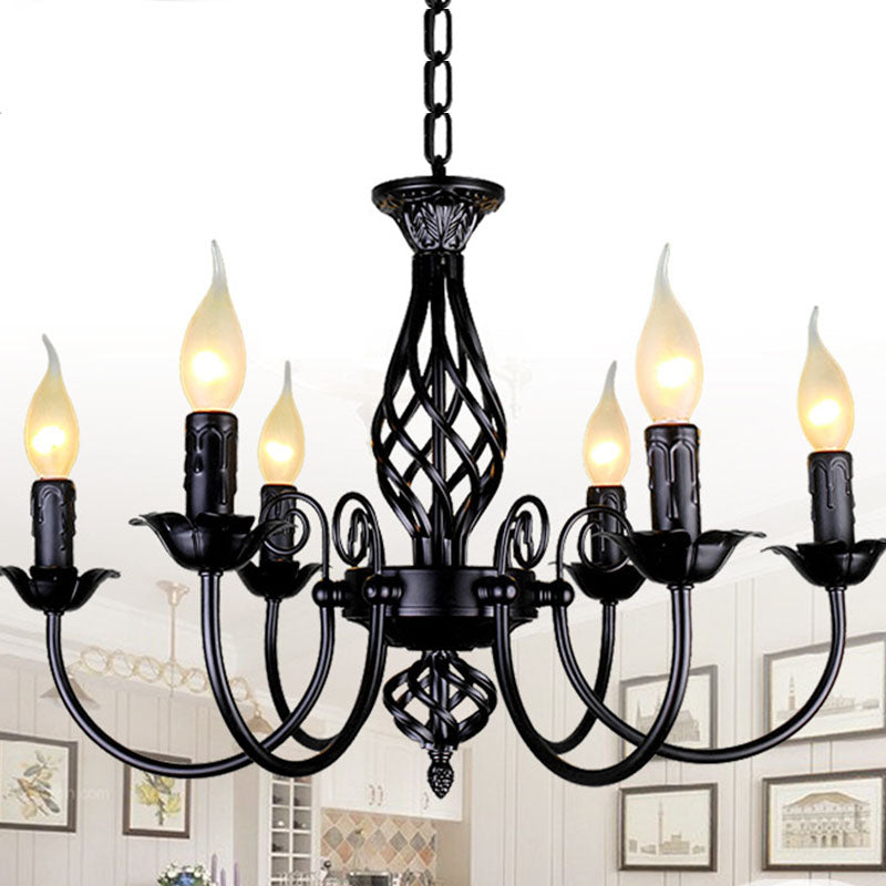 Classic American Minimalism Hanging Chandelier Light Metal Hanging Lamp Kit in Black Finish