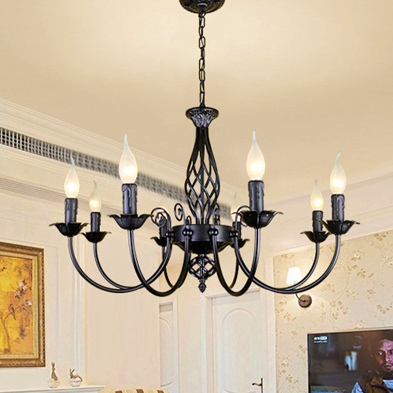 Classic American Minimalism Hanging Chandelier Light Metal Hanging Lamp Kit in Black Finish