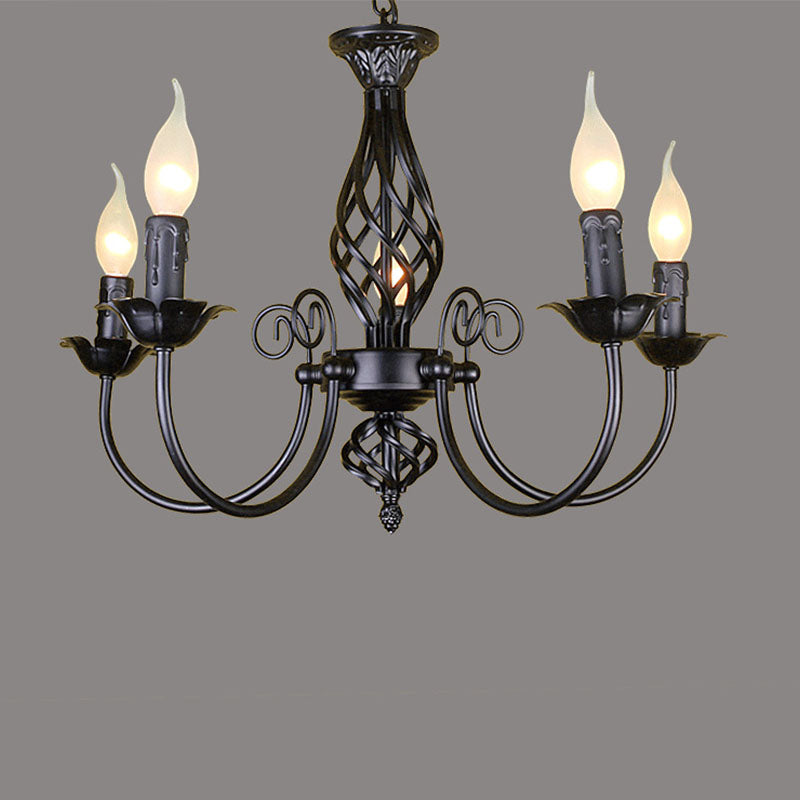 Classic American Minimalism Hanging Chandelier Light Metal Hanging Lamp Kit in Black Finish