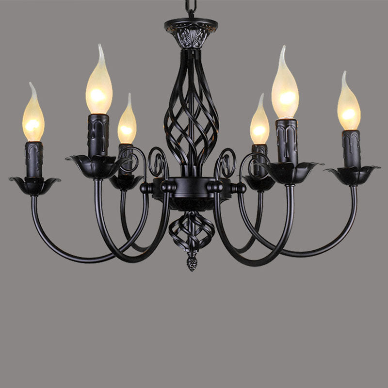 Classic American Minimalism Hanging Chandelier Light Metal Hanging Lamp Kit in Black Finish