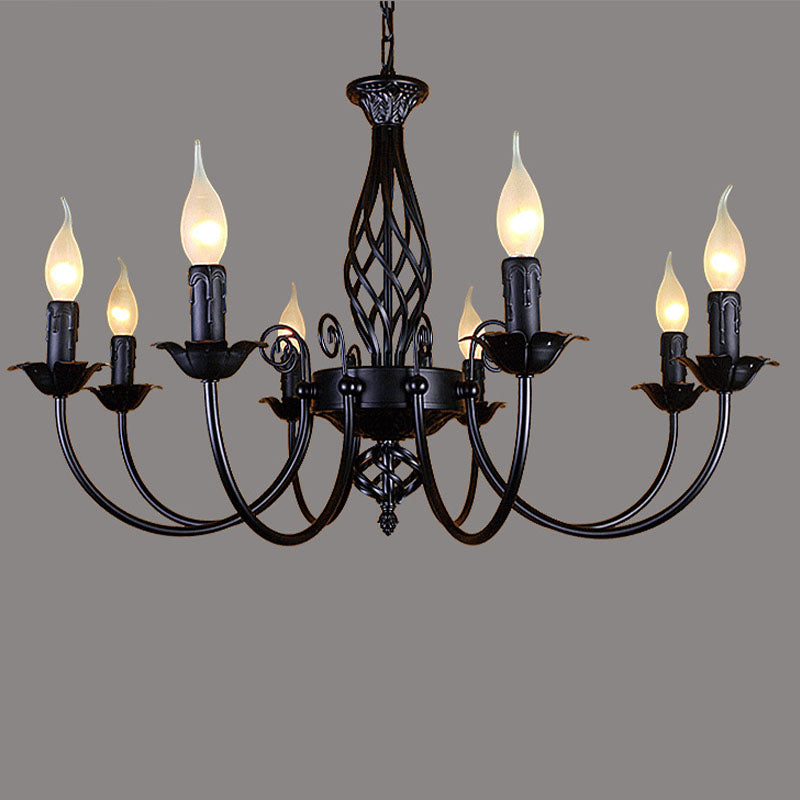 Classic American Minimalism Hanging Chandelier Light Metal Hanging Lamp Kit in Black Finish