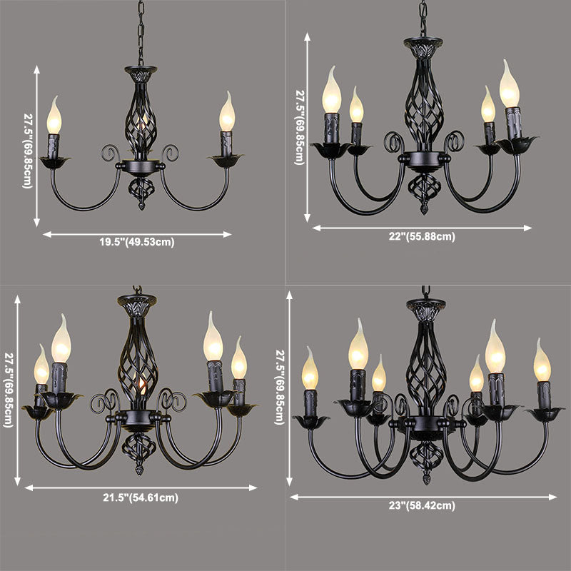 Classic American Minimalism Hanging Chandelier Light Metal Hanging Lamp Kit in Black Finish