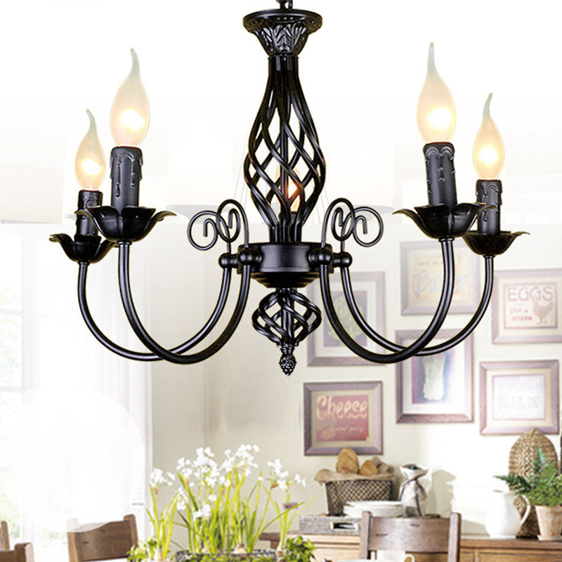 Classic American Minimalism Hanging Chandelier Light Metal Hanging Lamp Kit in Black Finish