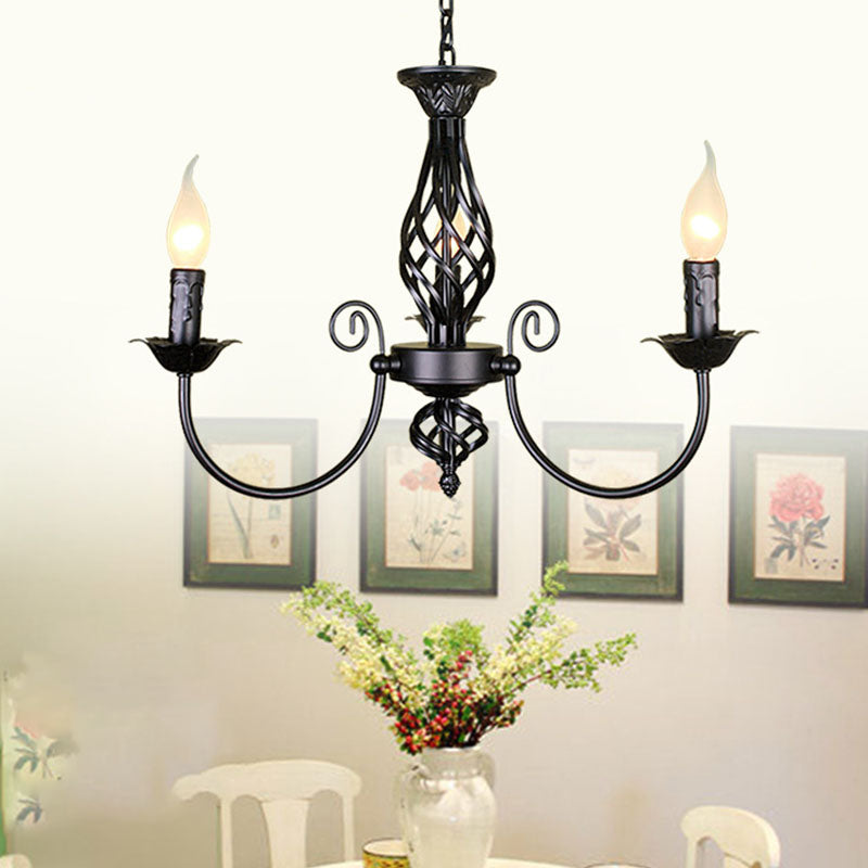 Classic American Minimalism Hanging Chandelier Light Metal Hanging Lamp Kit in Black Finish