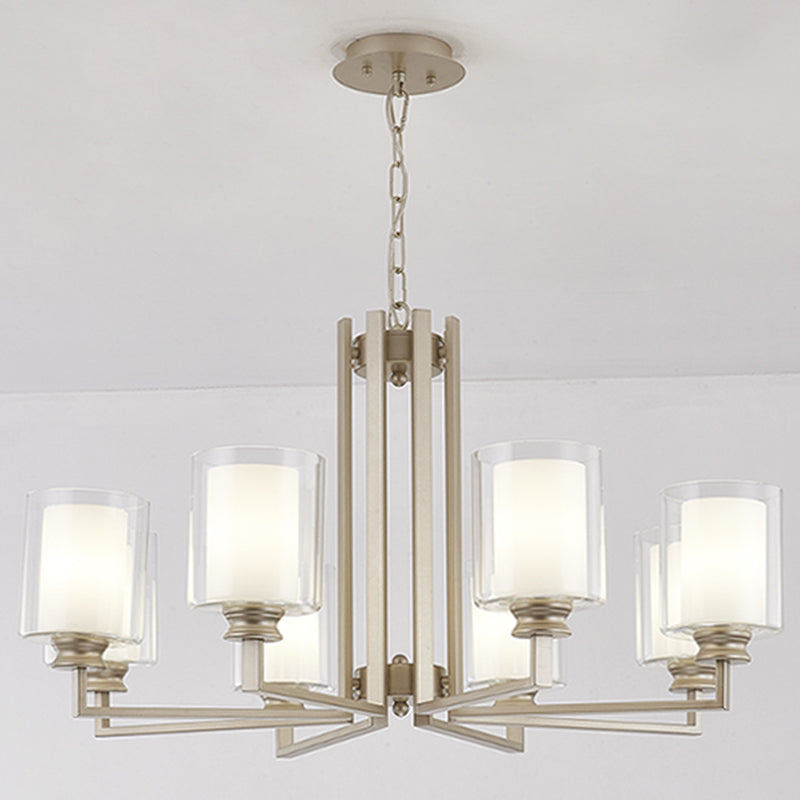Cilinderglas kroonluchter verlichtingsarmaturen multi -lichten moderne stijl hanglamp in goud in goud