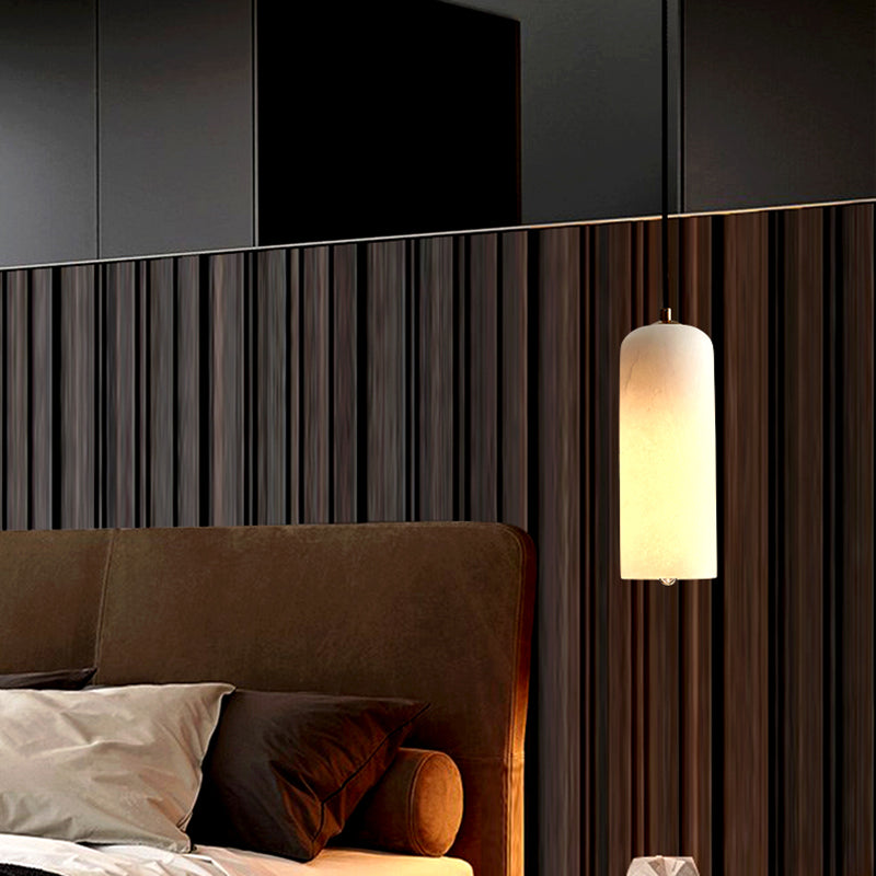Marble Minimalist Hanging Lamp, Nordic Cylinder Shade Pendant Lighting for Living Room