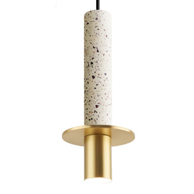 Lampada sospesa a 1 luce in marmo, illuminazione a sospensione cilindri nordici per soggiorno