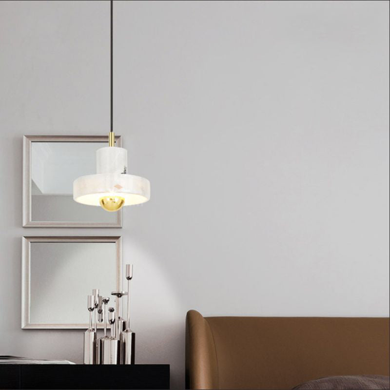 Noordse cilinderschaduw hanglamp, minimalistisch marmer met messing bovenste hangend licht voor woonkamer
