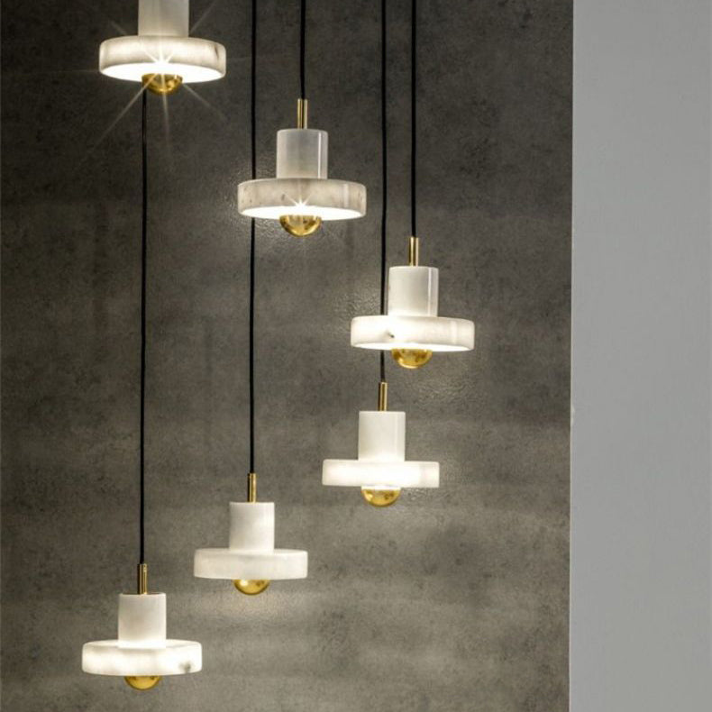 Noordse cilinderschaduw hanglamp, minimalistisch marmer met messing bovenste hangend licht voor woonkamer