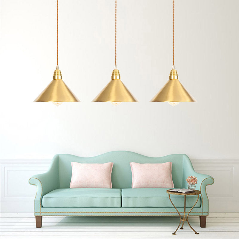 Zeitgenössischer Stil Metal -Runde Anhänger Beleuchtung Leuchten 1 leichte Deckenlichter in Gold