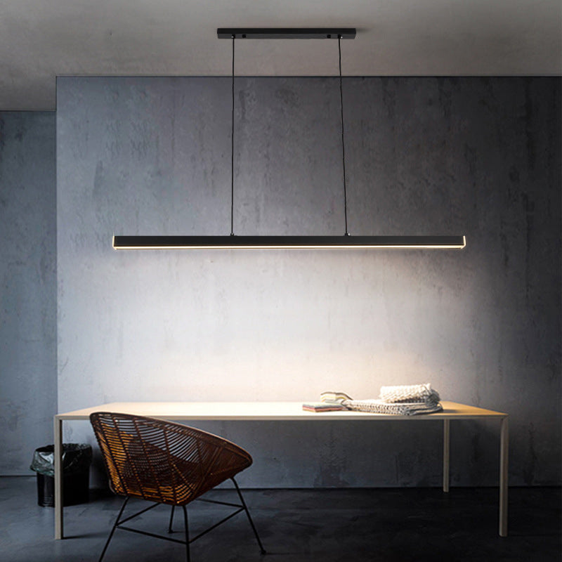 Minimalist Linear Island Pendant Lighting, 1-Light Acrylic Hanging Light for Kitchen Island