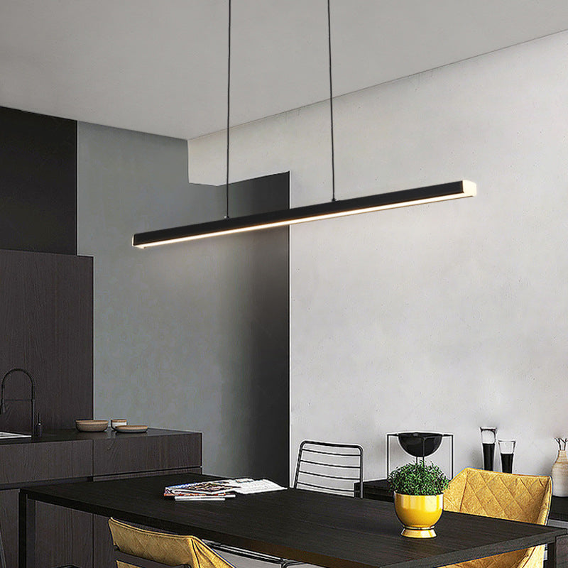 Minimalist Linear Island Pendant Lighting, 1-Light Acrylic Hanging Light for Kitchen Island