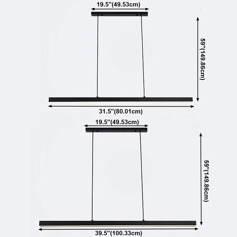Minimalist Linear Island Pendant Lighting, 1-Light Acrylic Hanging Light for Kitchen Island