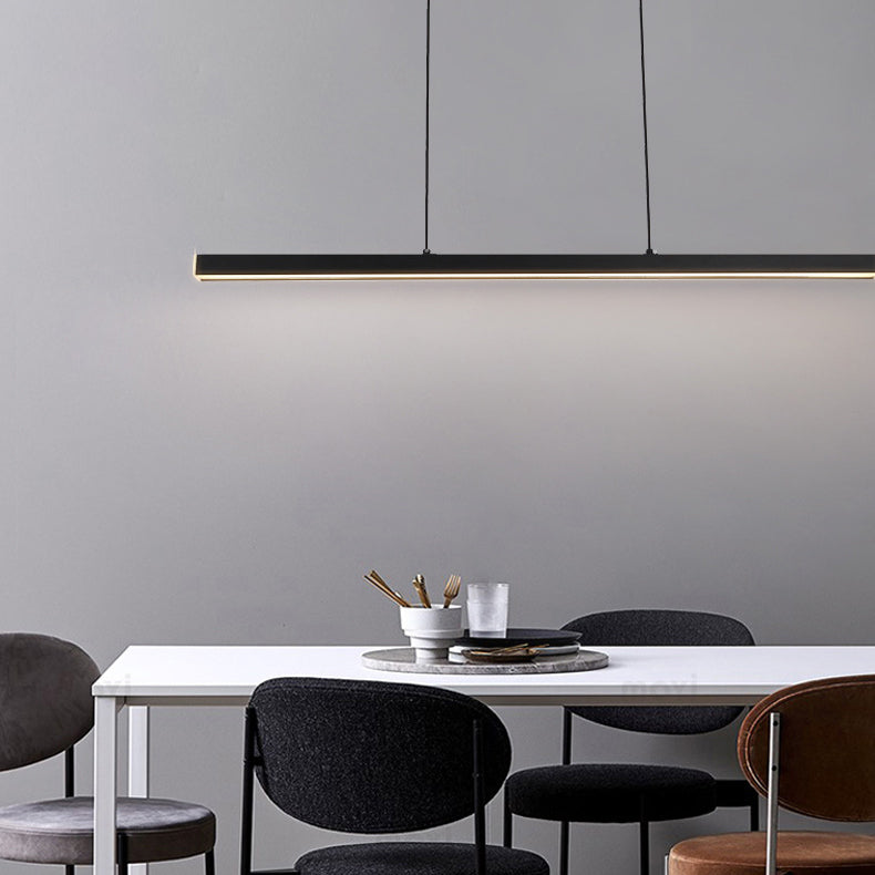 Minimalist Linear Island Pendant Lighting, 1-Light Acrylic Hanging Light for Kitchen Island