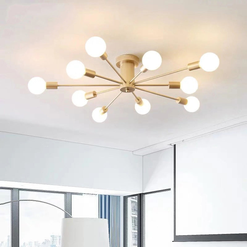 Radial Flush Mount Light Fixture Industrial Multi-Light Close To Ceiling Lamp for Bedroom