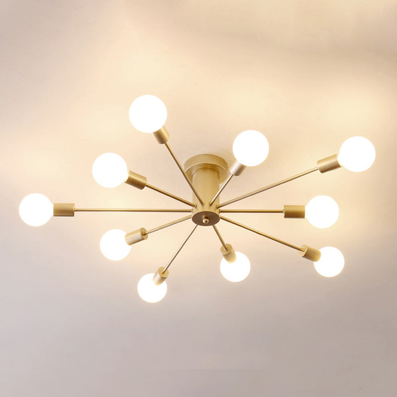 Radial Flush Mount Light Fixture Industrial Multi-Light Close To Ceiling Lamp for Bedroom