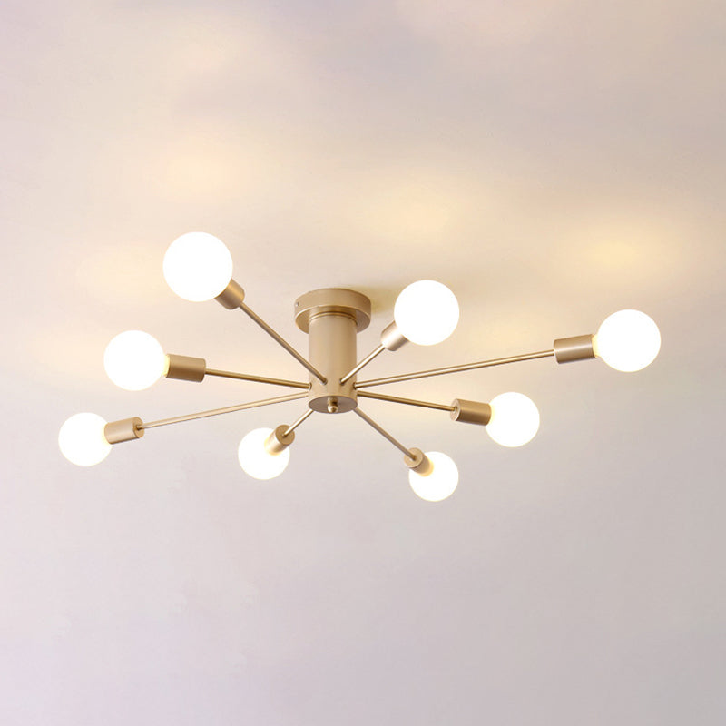 Radial Flush Mount Light Fixture Industrial Multi-Light Close To Ceiling Lamp for Bedroom