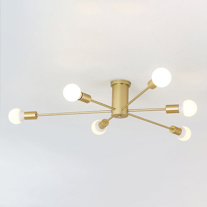 Radial Flush Mount Light Fixture Industrial Multi-Light Close To Ceiling Lamp for Bedroom