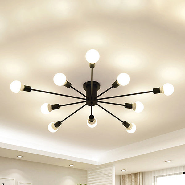 Radial Flush Mount Light Fixture Industrial Multi-Light Close To Ceiling Lamp for Bedroom