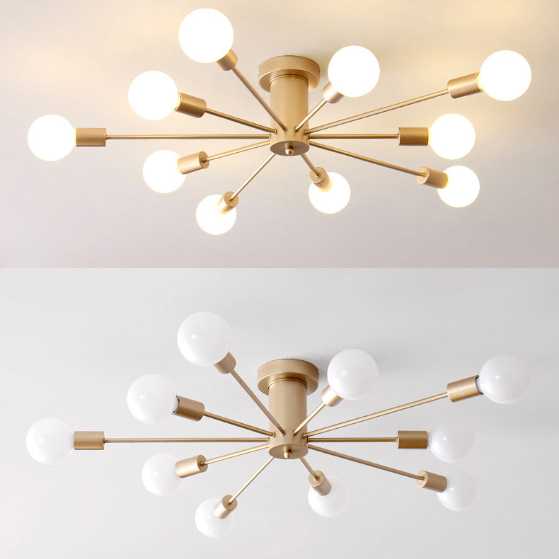 Radial Flush Mount Light Fixture Industrial Multi-Light Close To Ceiling Lamp for Bedroom