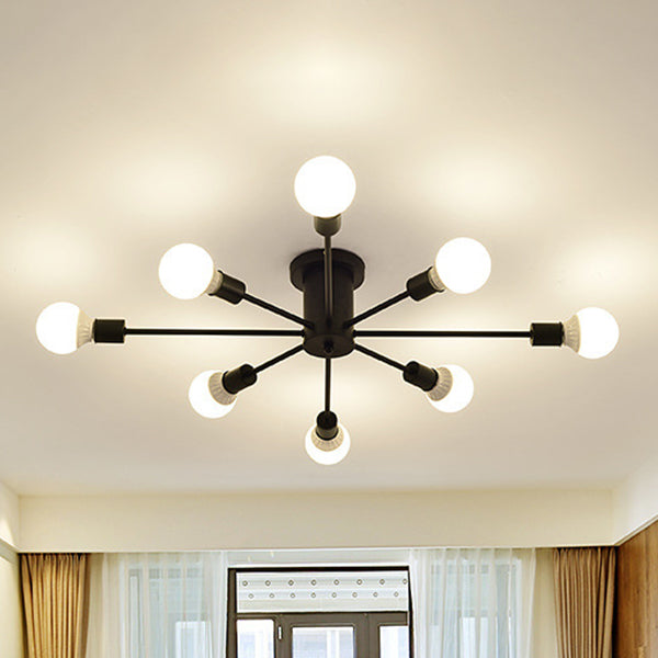Radial Flush Mount Light Fixture Industrial Multi-Light Close To Ceiling Lamp for Bedroom