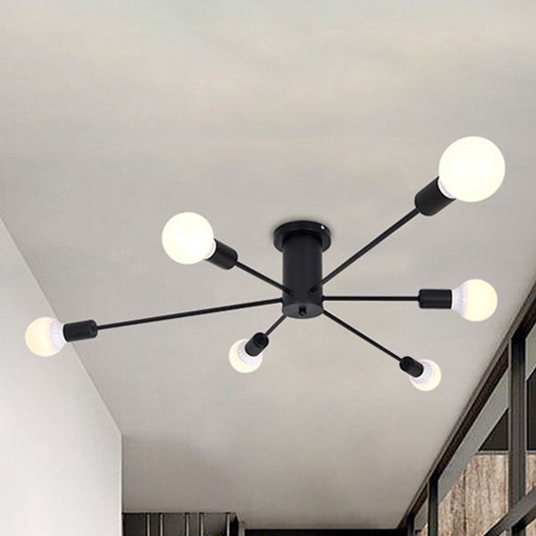 Radial Flush Mount Light Fixture Industrial Multi-Light Close To Ceiling Lamp for Bedroom