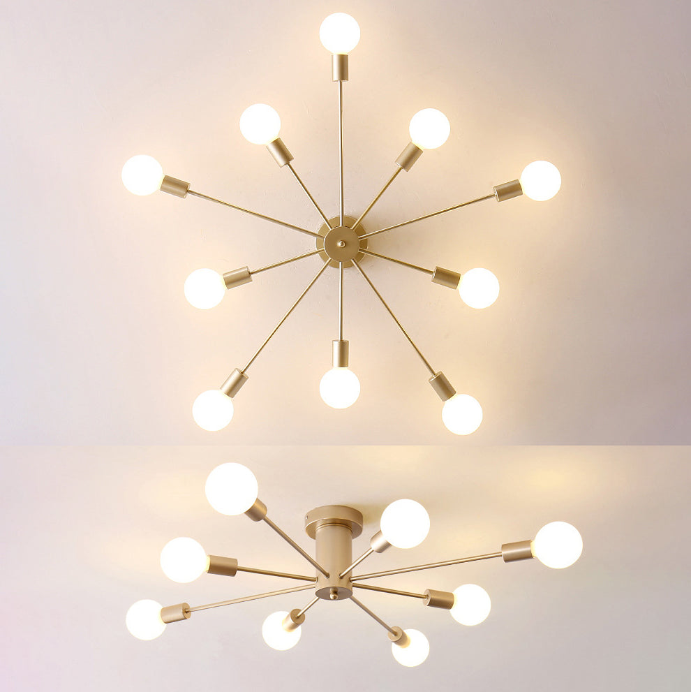 Radial Flush Mount Light Fixture Industrial Multi-Light Close To Ceiling Lamp for Bedroom