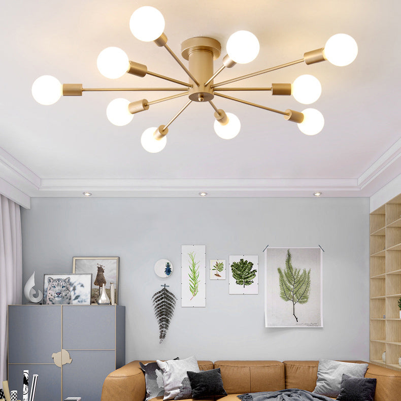 Radial Flush Mount Light Fixture Industrial Multi-Light Close To Ceiling Lamp for Bedroom