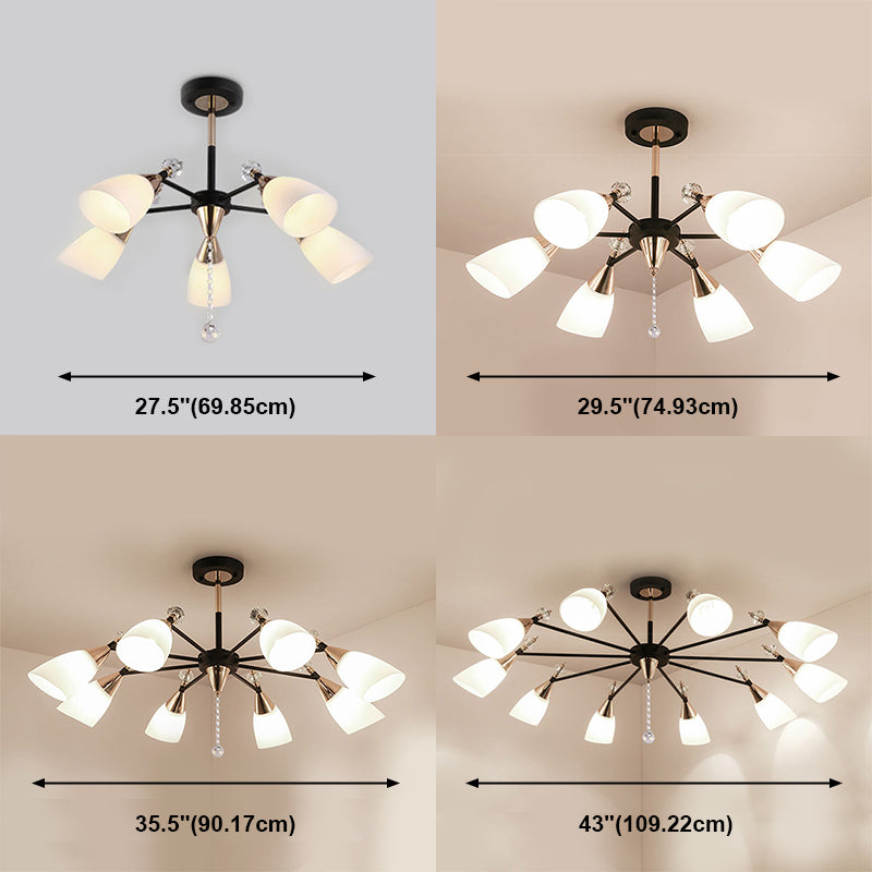 Metaal sputnik kroonluchter verlichtingsarmatuur moderne stijl hangende lamp in het zwart