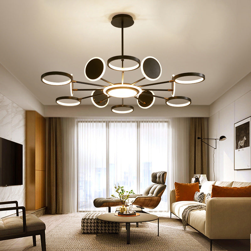 Postmoderne stijl LED kroonluchter licht multi -lichten metaal acryl hanger licht voor woonkamer