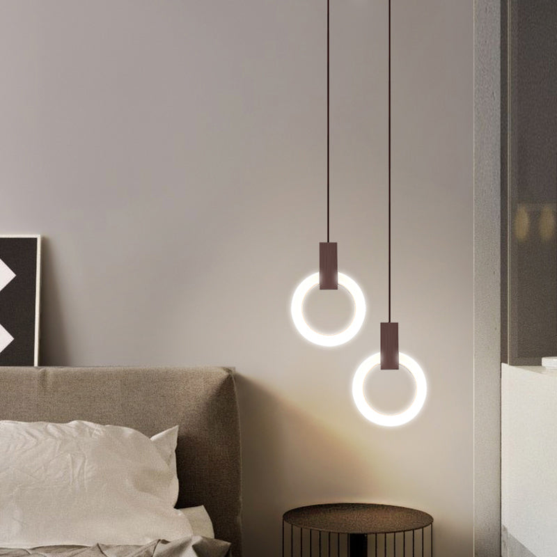 Modernist Hanging Light Ring Shape Acrylic Pendant Lamp for Foyer Bedroom Living Room