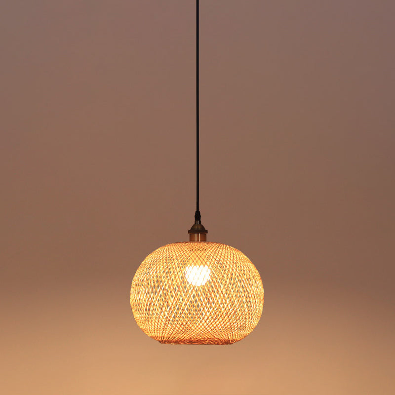 Moderne Stil Ballform Bambus Anhänger Leuchte