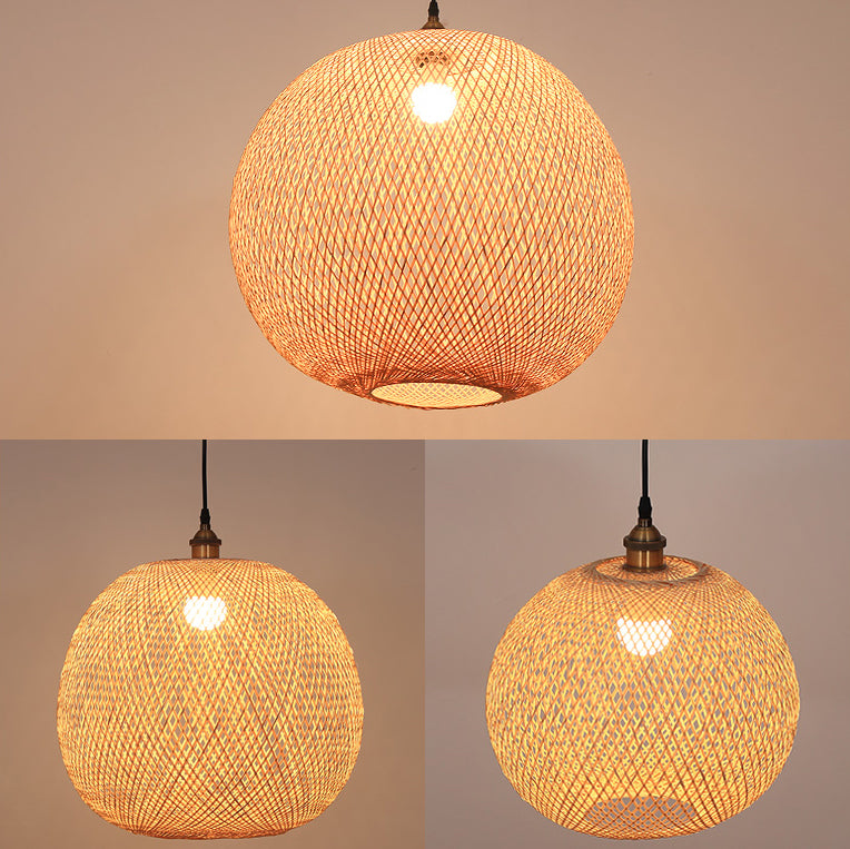Moderne Stil Ballform Bambus Anhänger Leuchte