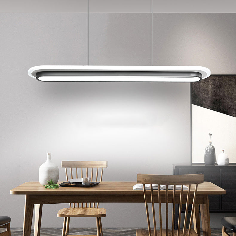 Modern Style Oval Shaped Island Pendant Metal 1 Light Island Light for Restaurant